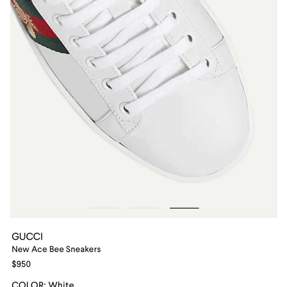 100% AUTHENTIC Gucci White New Ace Bee Sneakers - Picture 3 of 12